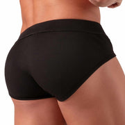 Absolu Male By TOF Laced Briefs Adjustable Soft Ribbed Cotton Black 33
