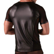 Absolu Male By TOF PARIS Rebel Mesh T-Shirt Crew - Neck Leather Look 14
