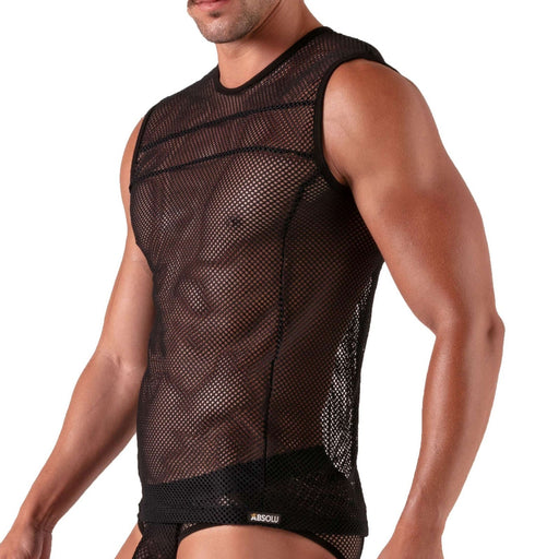 Absolu Male By TOF PARIS Seduction Mesh Tank Top Structured Fitted Cut 11