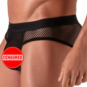 Absolu Male Seduction Backless Briefs Transparent Black Mesh Bottomless Brief 41