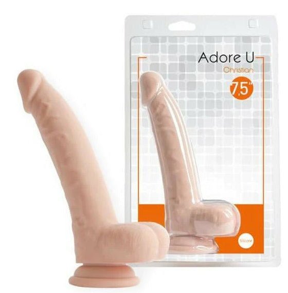 Adore U Dildo CHRISTIAN 7.5 Exciting Realistic Silicone VIBE Stimulator Beige sx61