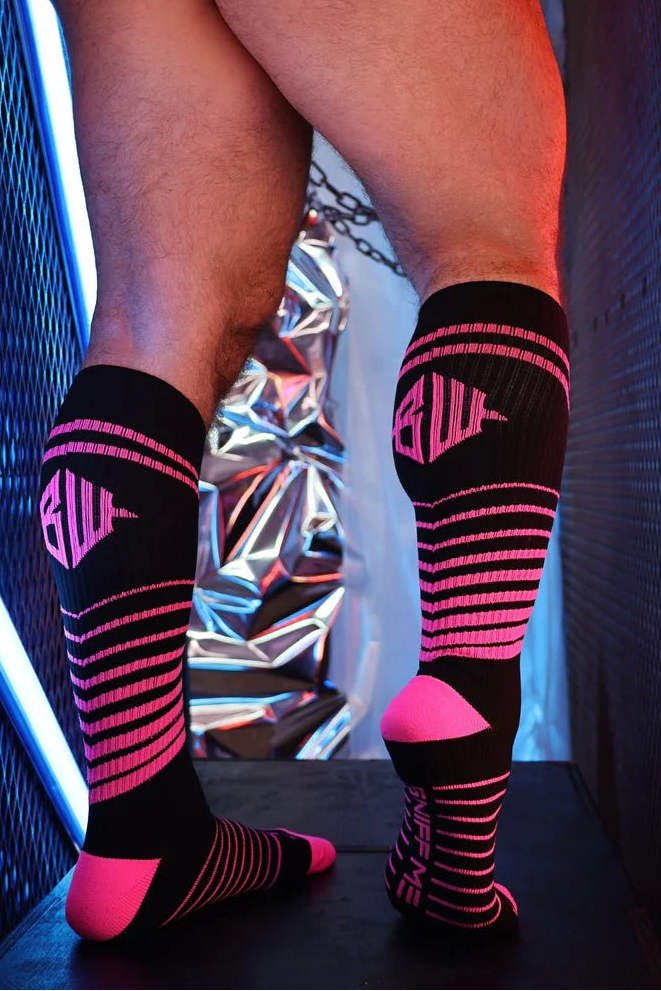BREEDWELL After Dark Long Socks One Size Knee Socks in Neon Pink 6