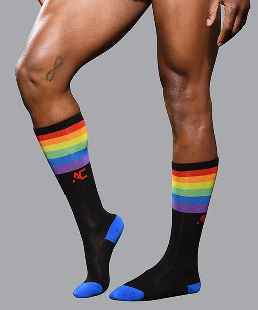 Andrew Christian Gay Pride Stripe Long Socks Multi - Colors One Size 8565 301