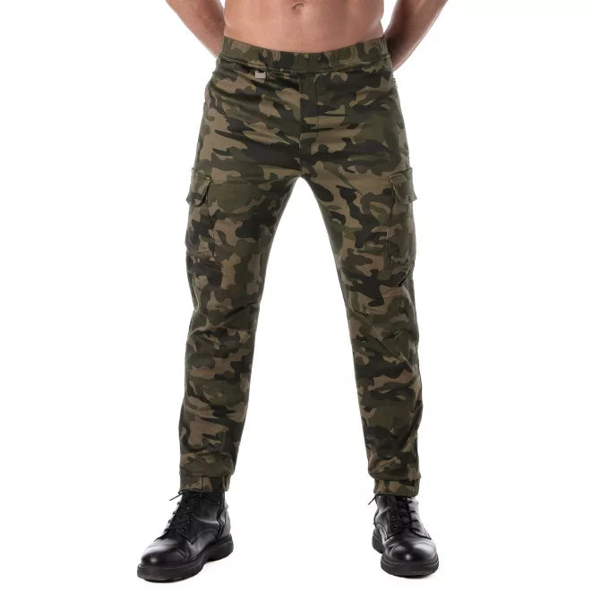 TOF PARIS Army Cargo Pants Stretch Camo Zipped Pockets Slim Fit Pant