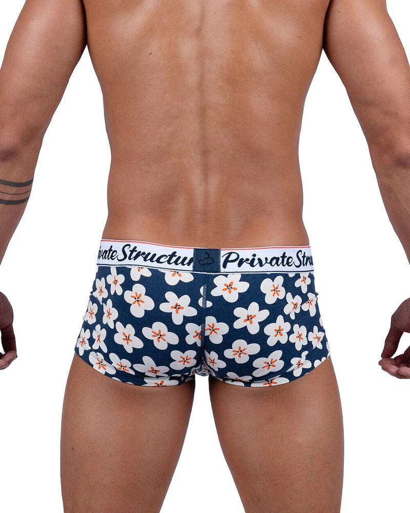 Boxer PRIVATE STRUCTURE Classic Motif Mid - Waist Boxer Trunk 4505 Floral Navy3