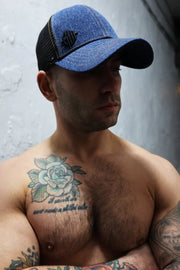 BREEDWELL Cap Loaded Denim Trucker Hat Cooler Mesh in Dark Stonewall Wash4