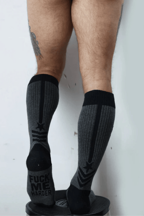 BREEDWELL Cockpit Socks Soft Yarn Fabric Long Sock in Dark Grey 53 - SexyMenUnderwear.com