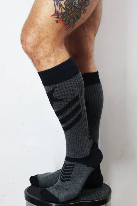 BREEDWELL Cockpit Socks Soft Yarn Fabric Long Sock in Dark Grey 53 - SexyMenUnderwear.com