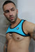 BREEDWELL Crop - Top Futura Tank Harness 3D Logo Stretch Jersey Aqua Blue 51 - SexyMenUnderwear.com