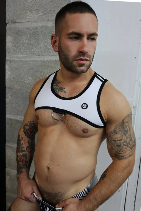 BREEDWELL Crop - Top Futura Tank - Harness Soft Stretch Jersey White 51 - SexyMenUnderwear.com