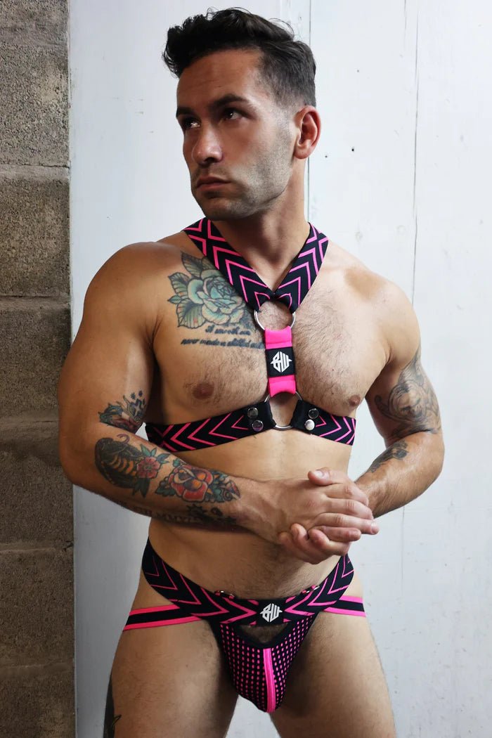 BREEDWELL Dic*matized Harness Geometric Pattern in Neon Pink 472
