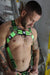 BREEDWELL Futura Body Harness Chevron Jacquard Removable Side Neon Green - SexyMenUnderwear.com