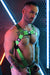 BREEDWELL Futura Body Harness Chevron Jacquard Removable Side Neon Green - SexyMenUnderwear.com