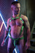 BREEDWELL Futura Body Harness Chevron Jacquard Removable Side Neon Green - SexyMenUnderwear.com