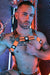 BREEDWELL Futura Body Harness Chevron Jacquard Removable Side Neon Orange - SexyMenUnderwear.com