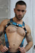 BREEDWELL Futura Body Harness Jacquard Chevron Removable Side in Aqua Blue - SexyMenUnderwear.com