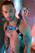 BREEDWELL Futura Body Harness Jacquard Chevron Removable Side in Aqua Blue - SexyMenUnderwear.com