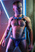 BREEDWELL Futura Body Harness Jacquard Chevron Removable Side in Aqua Blue - SexyMenUnderwear.com