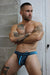 BREEDWELL Jockstrap Futura Jacquard Chevron Aqua Blue Jock 51 - SexyMenUnderwear.com