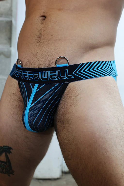 BREEDWELL Jockstrap Futura Jacquard Chevron Aqua Blue Jock 511