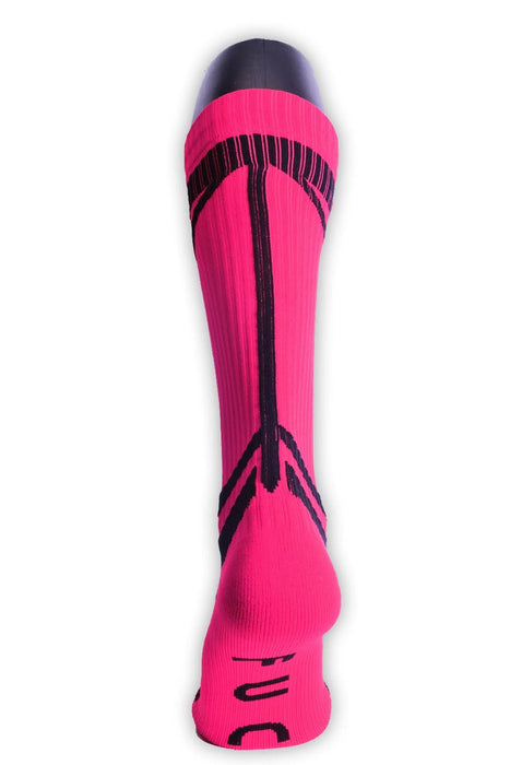 BREEDWELL Knee Socks HYBRED Bold Lined Angled Sock Neon Pink 29 - SexyMenUnderwear.com