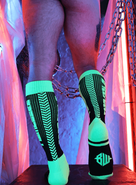 BREEDWELL Long Socks Eternity Knee Sock in Neon Green 45 - SexyMenUnderwear.com