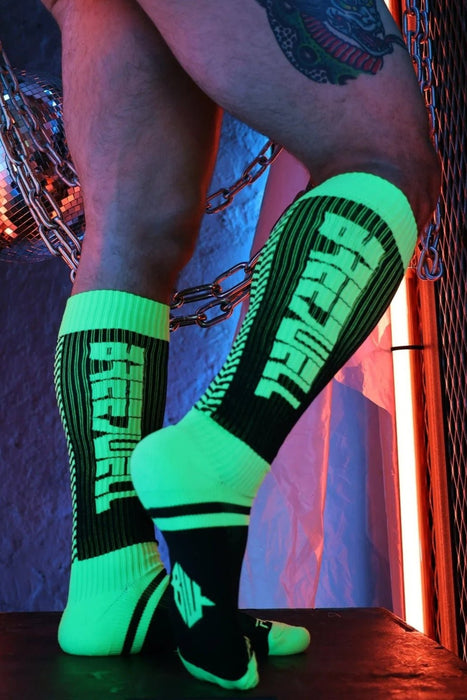 BREEDWELL Long Socks Eternity Knee Sock in Neon Green 45 - SexyMenUnderwear.com