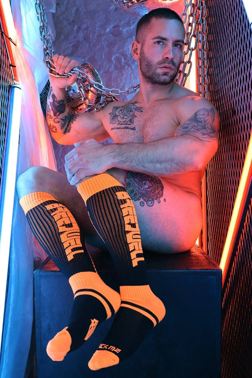 BREEDWELL Long Socks Eternity Knee Sock in Neon Orange 45 - SexyMenUnderwear.com