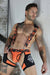 BREEDWELL Neo Camo 3 - Way Harness Removable Back & Claw Clips Neon Orange - SexyMenUnderwear.com