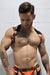 BREEDWELL Neo Camo 3 - Way Harness Removable Back & Claw Clips Neon Orange - SexyMenUnderwear.com