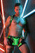 BREEDWELL Neo Camo 3 - Way Harness Removable Back & Lobster Claw Clip Neon Green - SexyMenUnderwear.com