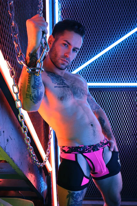 BREEDWELL Neo - Camo Boxer Chock Chaps + Jock Neon Pink 1511