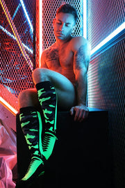 BREEDWELL Neo - Camo Sock Chevron Knee High Long Socks Neon Green5