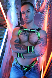 BREEDWELL Revolution Bulldog Harness Premium Hardware Center - Strap Neon Green 211