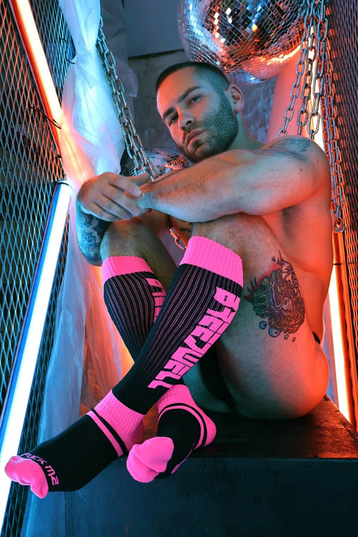 BREEDWELL Sock Eternity Long Knee Socks in Neon Pink 45 - SexyMenUnderwear.com