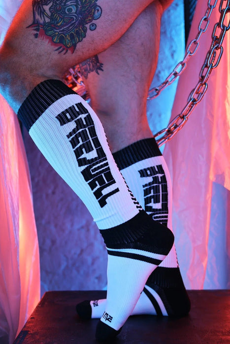 BREEDWELL Socks Eternity Long Knee Sock Nylon in White 45 - SexyMenUnderwear.com