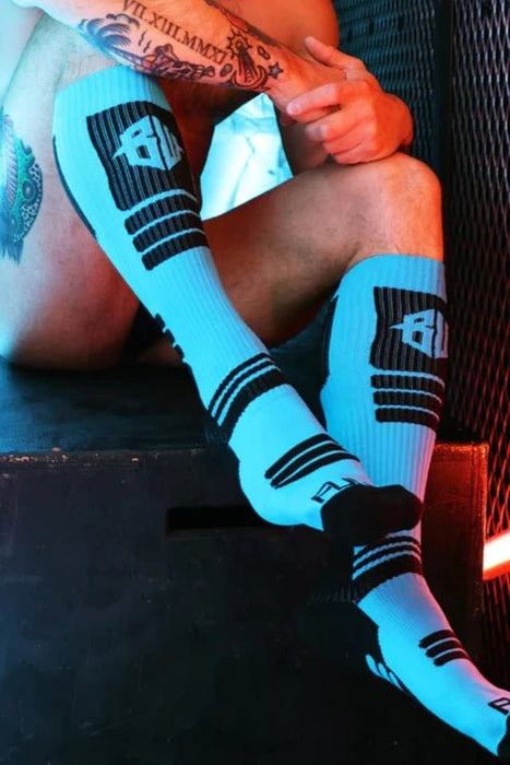 BREEDWELL Socks Hypnotix Knee High Long Socks in Aqua Blue - SexyMenUnderwear.com