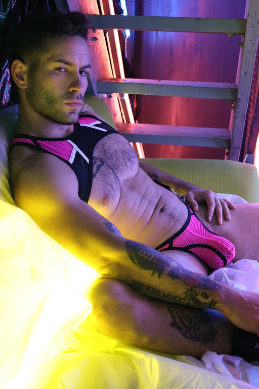 BREEDWELL Tanktop Neo Camo Tank - Harness Flesh Mesh in Neon Pink 15 - SexyMenUnderwear.com