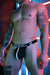 BREEDWELL Thongs Locker - Room PVC Patch Centered Jaquard Logo Black Thong - SexyMenUnderwear.com