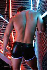 BREEDWELL Transistor Shorts Perforated Vegan Leather Short in Black 3111