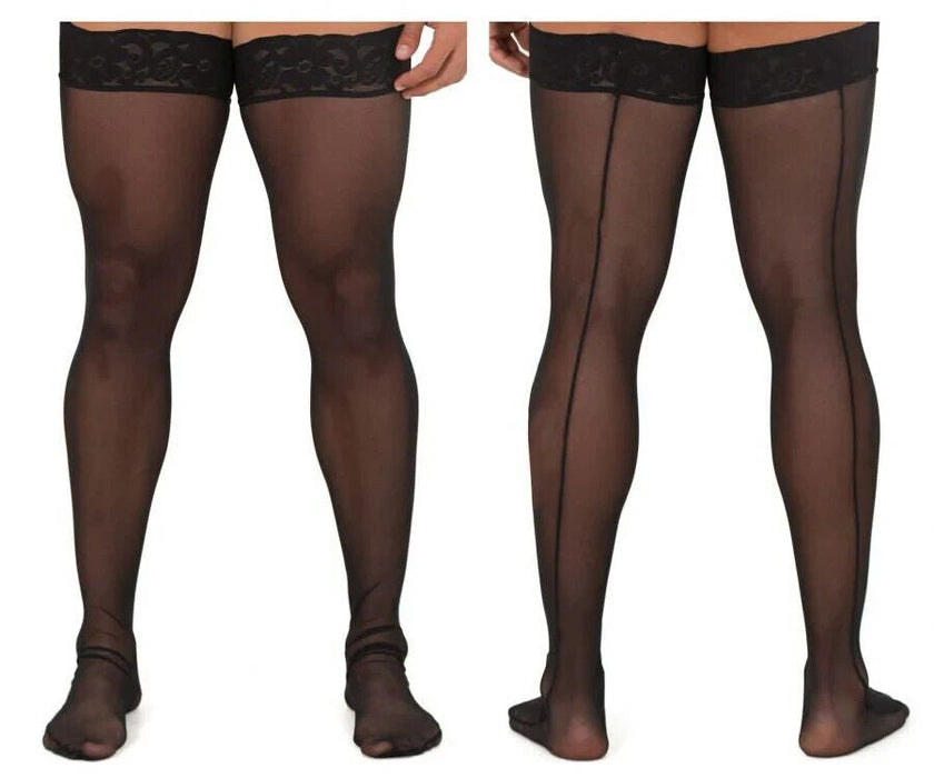 CandyMan Mens Mesh Thigh Highs With Matching Lace in Black 99533 O/S 3 - SexyMenUnderwear.com