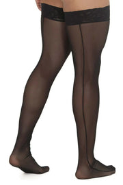CandyMan Mens Mesh Thigh Highs With Matching Lace in Black 99533 O/S 36