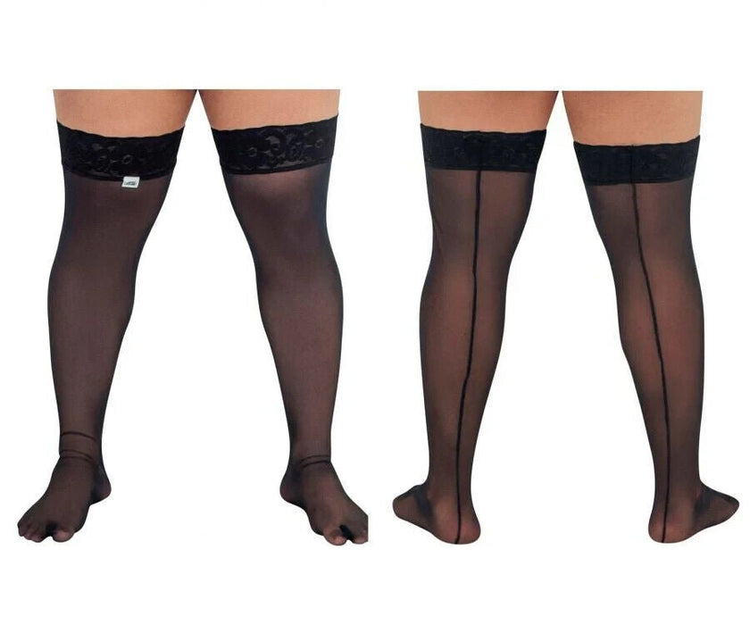 CandyMan Mens Mesh Thigh Highs With Matching Lace in Black 99533X O/S 3 - SexyMenUnderwear.com