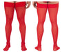 CandyMan Mens Mesh Thigh Highs With Matching Lace in Red One Size 99533 3 - SexyMenUnderwear.com