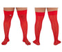 CandyMan Mens Mesh Thigh Highs With Matching Lace in Red One Size 99533x 3 - SexyMenUnderwear.com