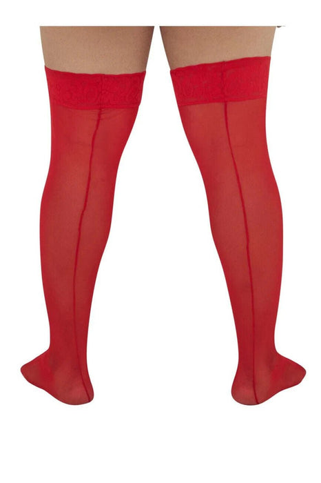 CandyMan Mens Mesh Thigh Highs With Matching Lace in Red One Size 99533x 3 - SexyMenUnderwear.com