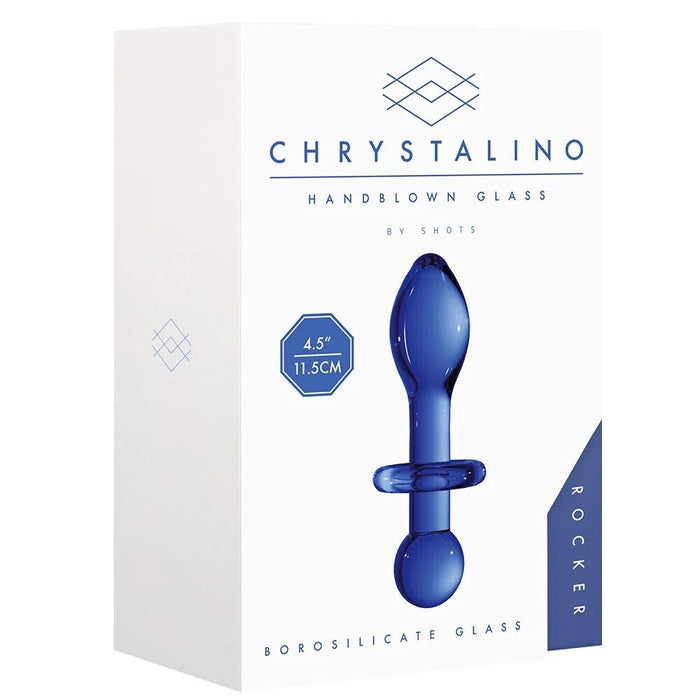 Chrystalino Rocker Glass Butt Plug in Blue 4.5'' SX3 - SexyMenUnderwear.com