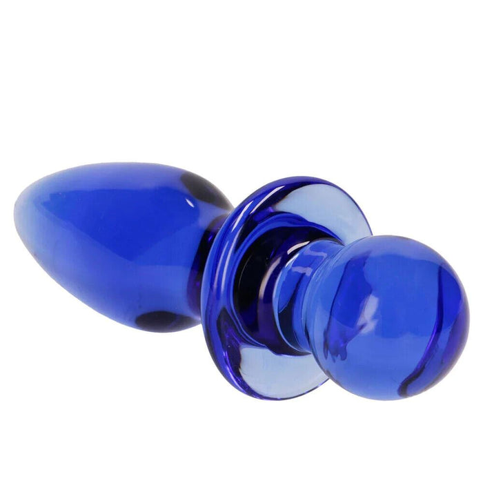 Chrystalino Rocker Glass Butt Plug in Blue 4.5'' SX3 - SexyMenUnderwear.com