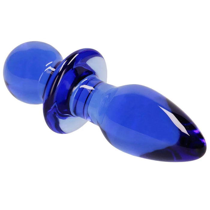 Chrystalino Rocker Glass Butt Plug in Blue 4.5'' SX3 - SexyMenUnderwear.com