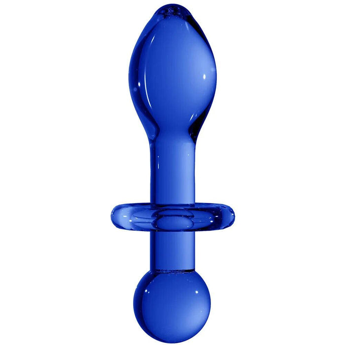 Chrystalino Rocker Glass Butt Plug in Blue 4.5'' SX3 - SexyMenUnderwear.com